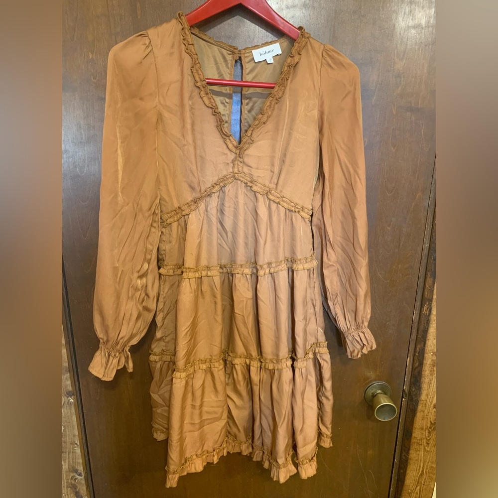 Boheme Golden Brown Long Sleeve Dress